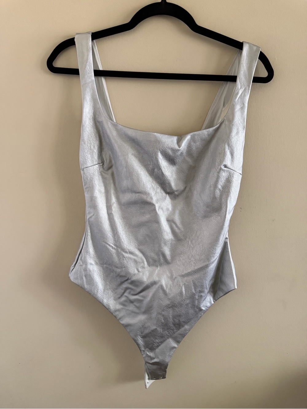 New! naked wardrobe Silver Metallic One-Piece Bodysuit